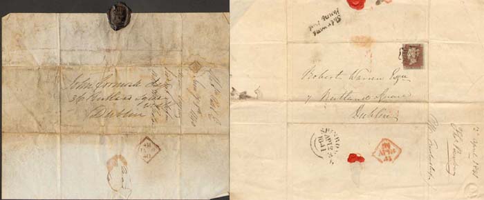 1840 (January 9) letter Wexford to Dublin by Uniform Four penny post and two others at Whyte's Auctions