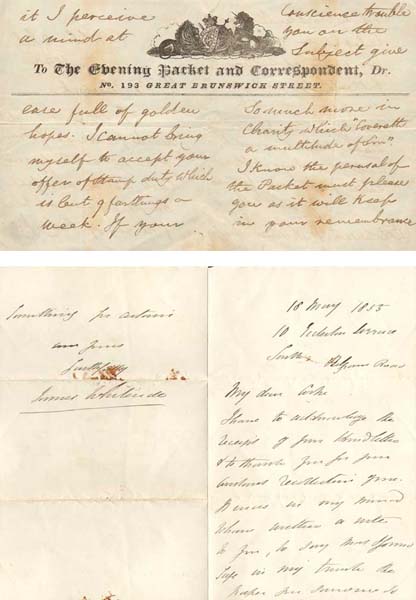 1855 (18 May) letter from James Whiteside MP to JR Cooke, Dublin with political news and another leaflet. at Whyte's Auctions
