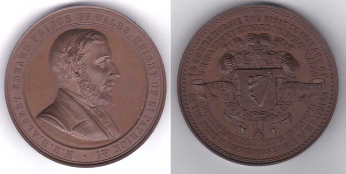 1868 (April) Visit of Prince of Wales to Ireland - Commemorative medal at Whyte's Auctions