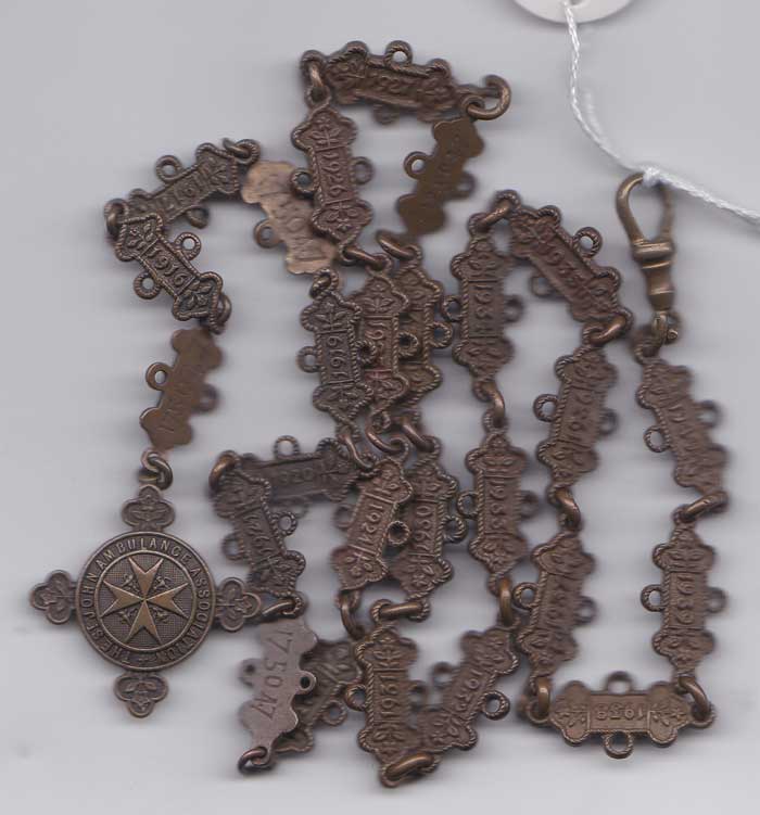 St. John's Ambulance Long Service Chain with 26 year bars 1915-1940. at Whyte's Auctions