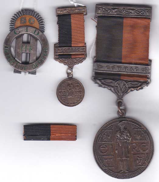1919-21 War of Independence Service Medal with Active Service "Comhrac" bar with scarce miniature and rare Garda badge to Belfast Brigade Volunteer at Whyte's Auctions