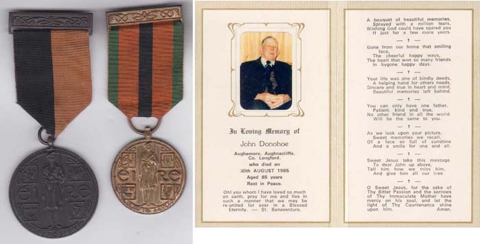 1919-21 War of Independence Service Medal and 1971 50th Anniversary of the Truce Medal to Longford Brigade Volunteer at Whyte's Auctions