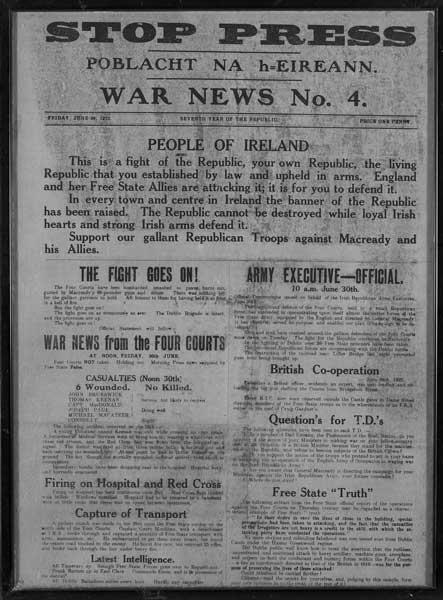 1922 Poblacht na hireann. Stop Pres War news No.3 at Whyte's Auctions