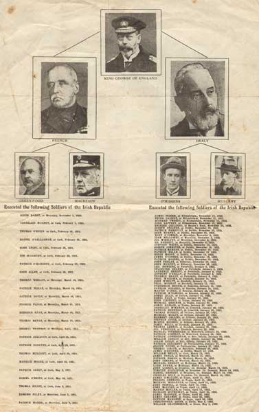 1923 Anti-Treaty Civil War poster listing "Soldiers of the Irish Republic" executed by the British and Free State at Whyte's Auctions