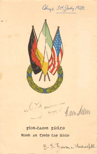 1928 (3 July) Civic Reception Menu signed by First East West Transatlantic Aviators at Whyte's Auctions