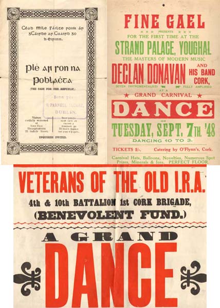 1940s rural posters including Old IRA, Fianna Fail, Fine Gael Dance posters etc. at Whyte's Auctions