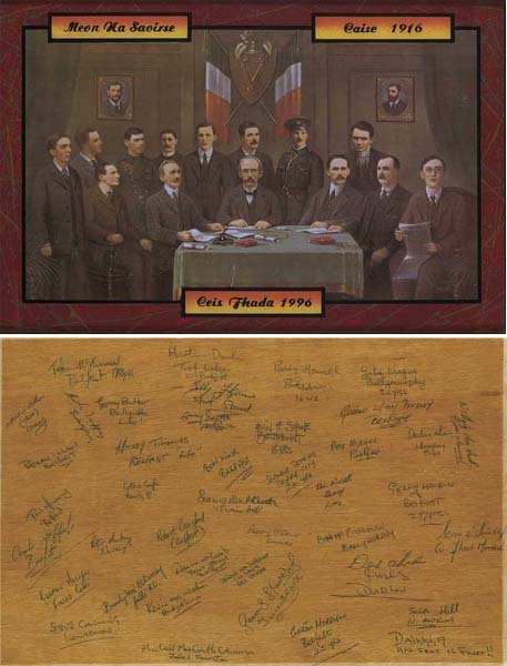 Long Kesh Prisoner Souvenirs: 1916-1996 Easter Rising Commemorative picture signed by 30 prisoners at Whyte's Auctions