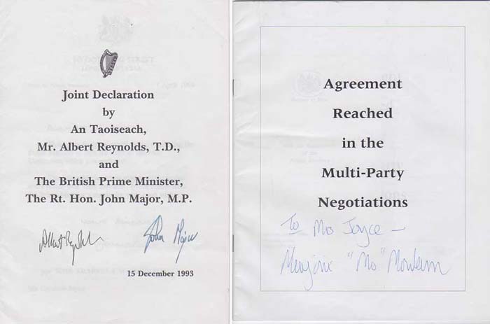 1993-2005. Northern Ireland Peace Process and Agreement at Whyte's Auctions