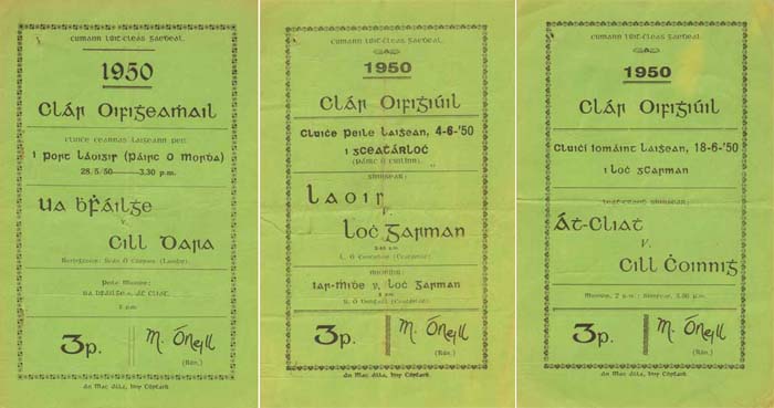 GAA Football Leinster Championship 1950, 4 June Laois v Wexford, 28 May Offaly v Kildare, programmes at Whyte's Auctions