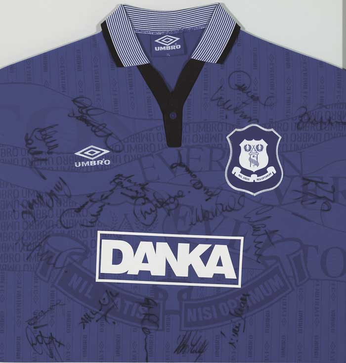 Everton FC 1995-1996 Season jersey signed by twenty-two players at Whyte's Auctions