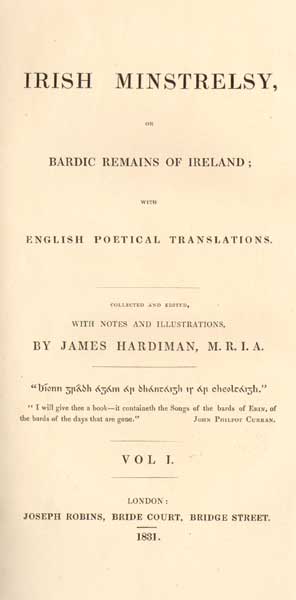 IRISH MINSTRELSY by James Hardiman  at Whyte's Auctions