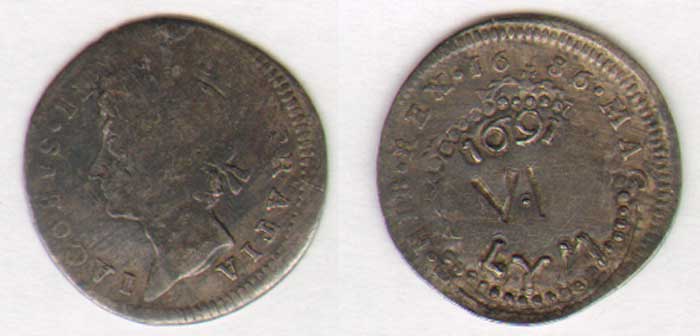 James II.  Fourpence. 1691 at Whyte's Auctions