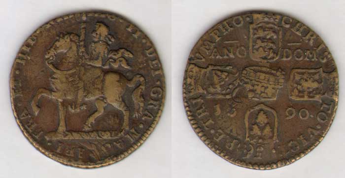 James II. Gunmoney. Crown.(overstruck on large Halfcrowns) (6). 1690 at Whyte's Auctions