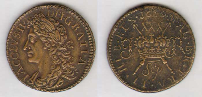 James II. Gunmoney. Large Halfcrown. 1689 Sepr at Whyte's Auctions