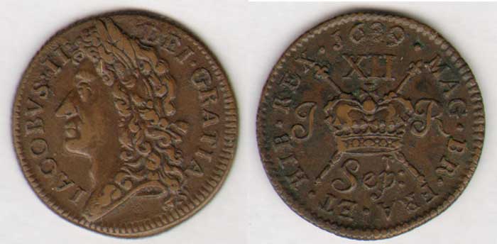 Ireland James II Gunmoney, shilling about fine to about very fine(4) at Whyte's Auctions
