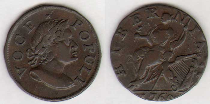 George III. Voce Populi 1760, square head Halfpenny at Whyte's Auctions