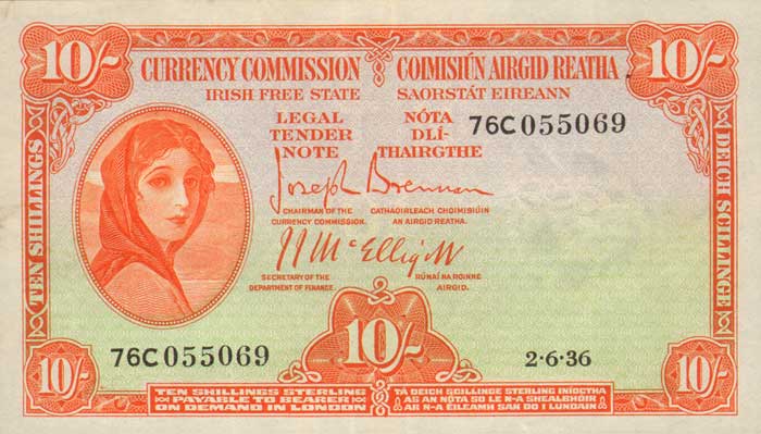 Currency Commission. Lady Lavery. Ten Shillings, 2-6-36 at Whyte's Auctions