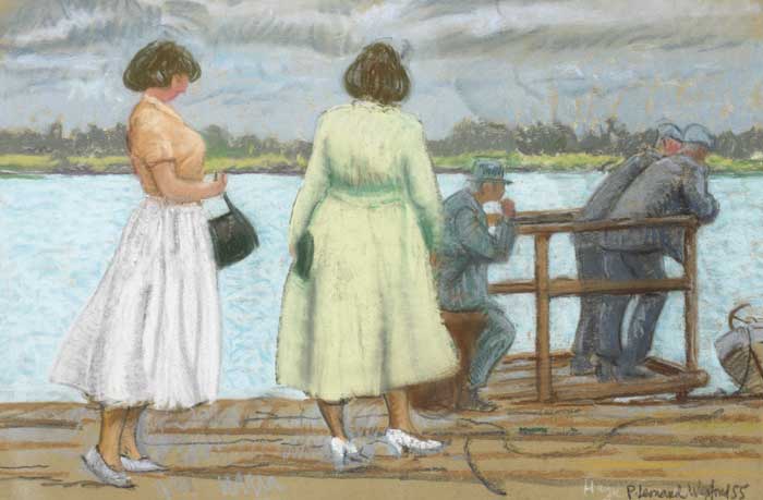 WAITING FOR THE FERRY, WEXFORD, 1955 by Patrick Leonard HRHA (1918-2005) HRHA (1918-2005) at Whyte's Auctions
