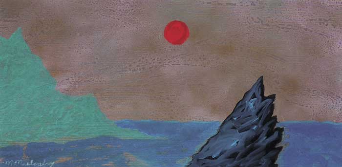 RED SUN AND SEASCAPE by Michael Mulcahy (b.1952) at Whyte's Auctions