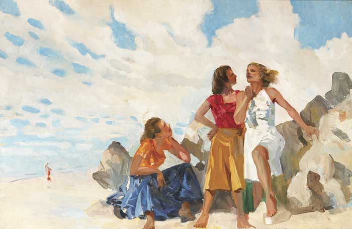 WOMEN ON A BEACH by James le Jeune RHA (1910-1983) at Whyte's Auctions