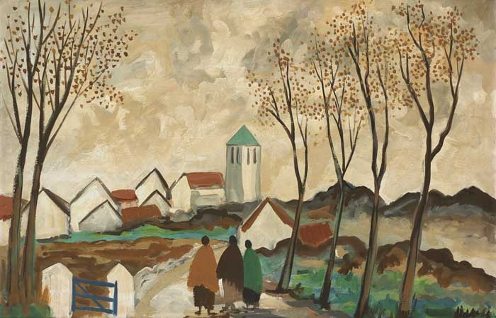 SHAWLIES AND VILLAGE, AUTUMN by Markey Robinson (1918-1999) at Whyte's Auctions