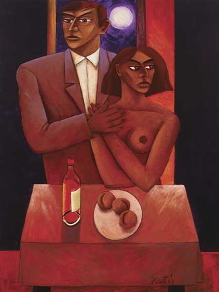 MAN AND WOMAN BY MOONLIGHT WITH STILL LIFE by Graham Knuttel (b.1954) (b.1954) at Whyte's Auctions