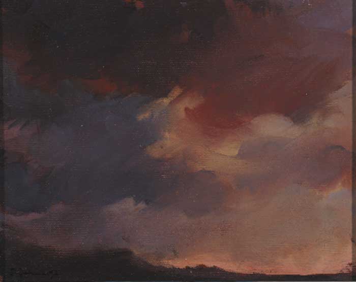 RED DONEGAL SKY and RED SKIES COUNTY DOWN and TWO OTHER WORKS (SET OF FOUR) by Tracey Quinn (b.1965) at Whyte's Auctions
