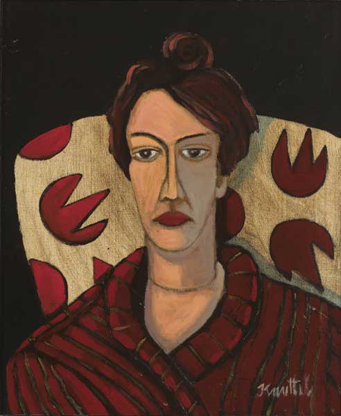 PORTRAIT OF A LADY DRESSED IN RED by Graham Knuttel (b.1954) at Whyte's Auctions
