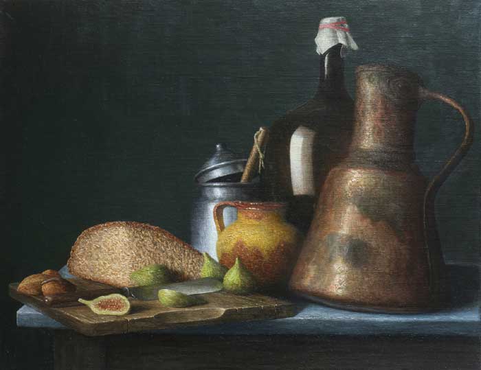 STILL LIFE WITH COPPER JUGS AND FIGS, 2010 by Stuart Morle (b.1960) (b.1960) at Whyte's Auctions