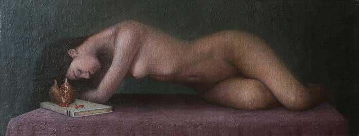NUDE WITH POMEGRANATE AND BOOK by Stuart Morle (b.1960) at Whyte's Auctions