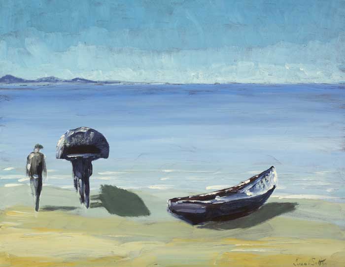 LAUNCHING THE CURRAGH, ARAN ISLANDS, COUNTY GALWAY, 1999 by Ivan Sutton (b.1944) (b.1944) at Whyte's Auctions