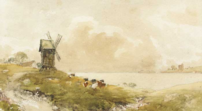 WINDMILL AND CATTLE GRAZING by William Bingham McGuinness RHA (1849-1928) RHA (1849-1928) at Whyte's Auctions