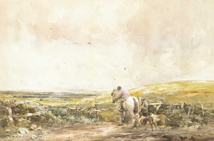 EXTENSIVE LANDSCAPE WITH RIDER AND HOUNDS by Claude Hayes RI ROI (1852-1922) RI ROI (1852-1922) at Whyte's Auctions
