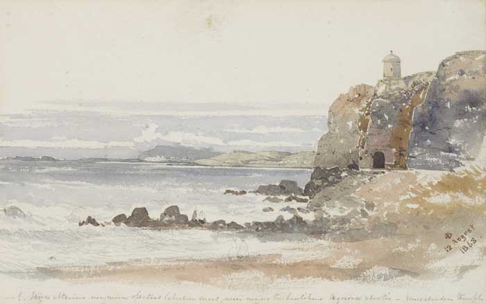 MUSSENDEN TEMPLE, ANTRIM COAST, 12 AUGUST, 1863 by Philip Bedingfield (British, 1828-1898) at Whyte's Auctions
