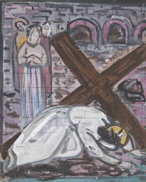 STATION OF THE CROSS - CHRIST FALLS FOR THE FIRST TIME by Evie Hone HRHA (1894-1955) at Whyte's Auctions