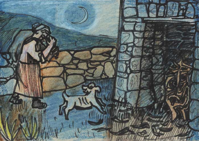 "GOING HOME" (FIGURE WITH DOG BY MOONLIGHT) by Gerard Dillon (1916-1971) (1916-1971) at Whyte's Auctions