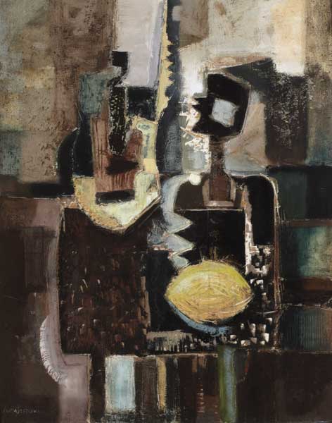FIGURE WITH GUITAR AT TABLE by Arthur Armstrong RHA (1924-1996) at Whyte's Auctions