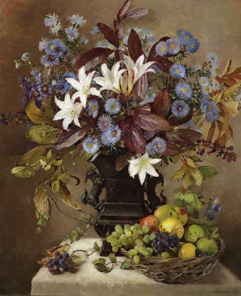 STILL LIFE WITH FRUIT AND FLOWERS, 1959 by Geraldine O'Brien (1922-2014) at Whyte's Auctions