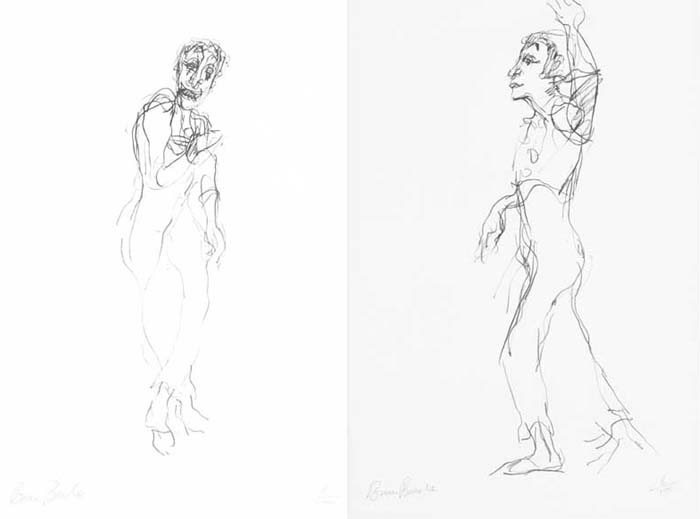 MARCEL MARCEAU FROM THE WINGS (A PAIR) by Brian Bourke HRHA (b.1936) HRHA (b.1936) at Whyte's Auctions