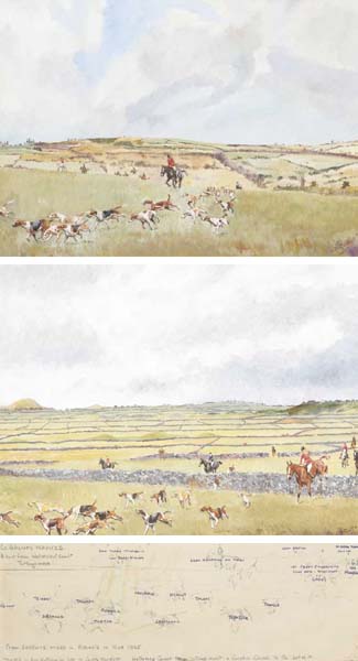 COUNTY GALWAY HOUNDS ("THE BLAZERS") and THE KILKENNY HOUNDS (A PAIR) by Captain J. D. Guille (Irish school, 20th century) (Irish school, 20th century) at Whyte's Auctions