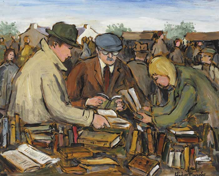 THE BOOK STALL by Gladys Maccabe MBE HRUA ROI FRSA (1918-2018) MBE HRUA ROI FRSA (1918-2018) at Whyte's Auctions