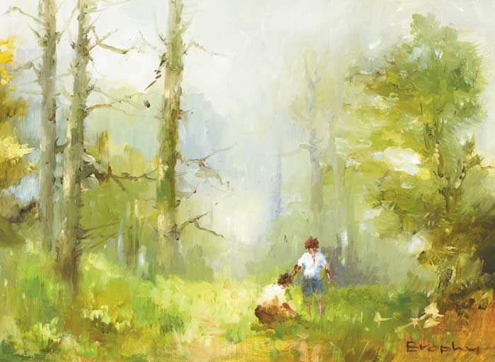 CHILDREN IN A WOODLAND by Elizabeth Brophy (1926-2020) at Whyte's Auctions