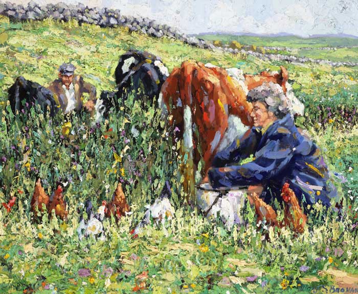 MILKING ONE AT A TIME by James S. Brohan (b.1952) (b.1952) at Whyte's Auctions