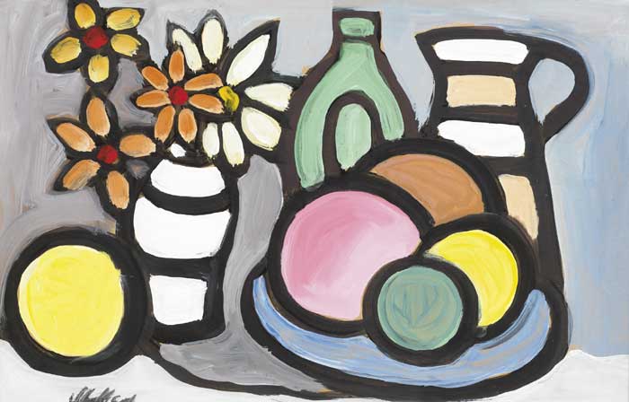 STILL LIFE WITH FRUIT AND FLOWERS by Markey Robinson (1918-1999) (1918-1999) at Whyte's Auctions