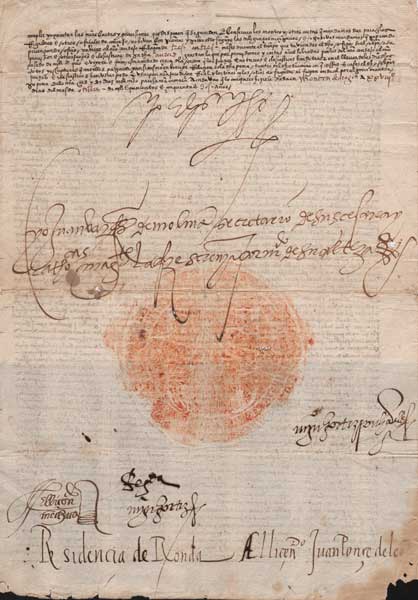 1592: King Philip II of Spain signed land grant warrant at Whyte's Auctions