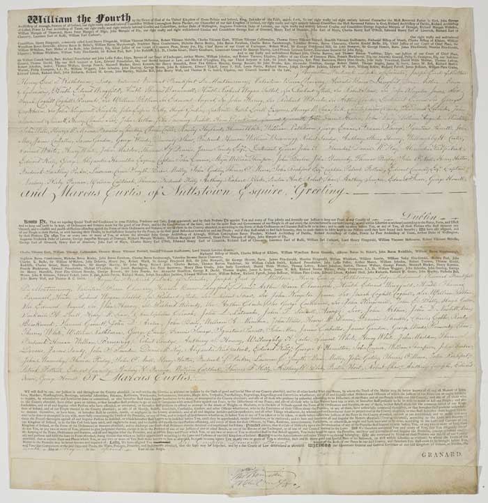 1832 (10 May) King William IV document appointing Irish justices at Whyte's Auctions