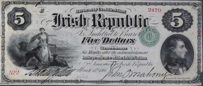 1866: Fenian Bond, Irish Republic Five Dollars at Whyte's Auctions