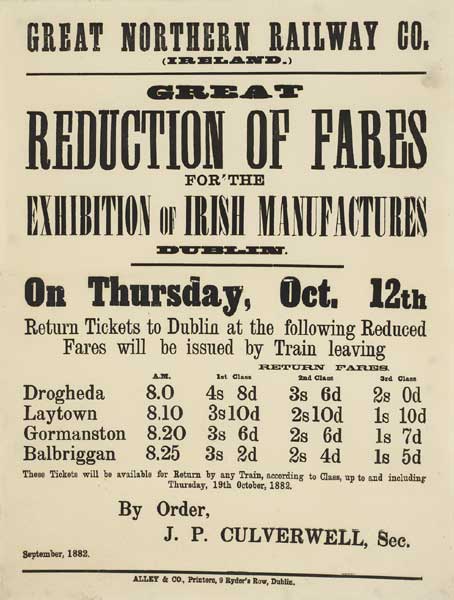 1882: Great Northern Railways Co. exhibition of Irish manufactures poster at Whyte's Auctions