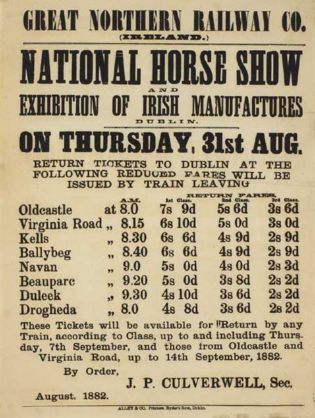 1882: Great Northern Railways Co. National Horse Show poster at Whyte's Auctions