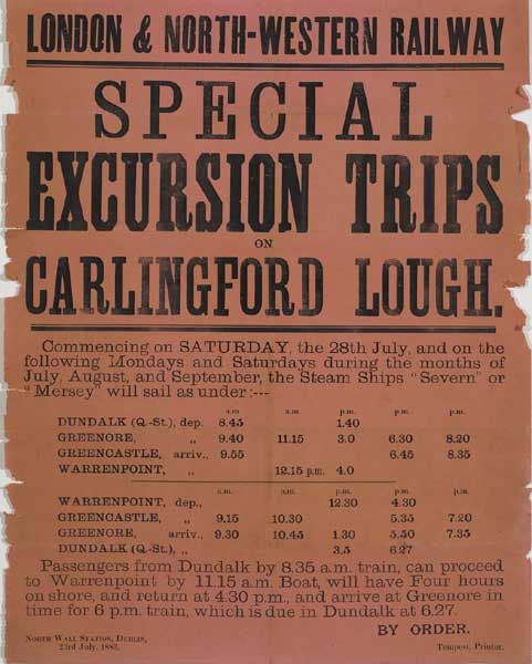 1882: Great Northern Railways Co. excursion to Warrenpoint poster at Whyte's Auctions